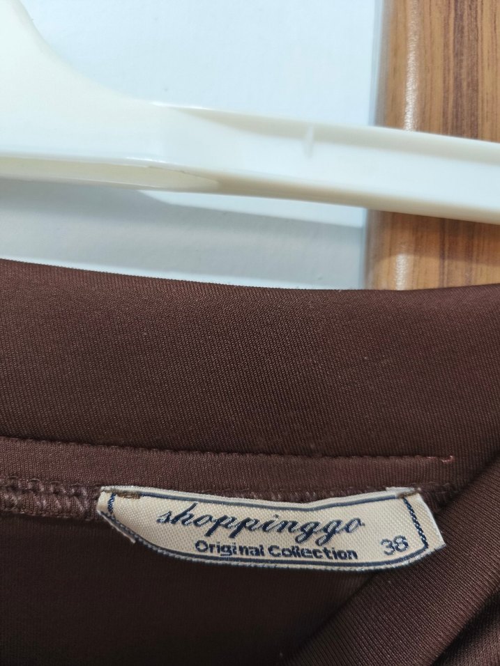 Drapeli Kahverengi Uzun Kadın Etek - Görsel 5