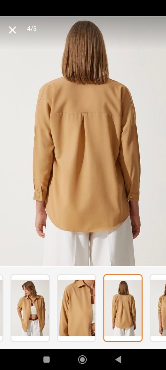 Bej Düğmeli Kadın Gömlek - Görsel 2