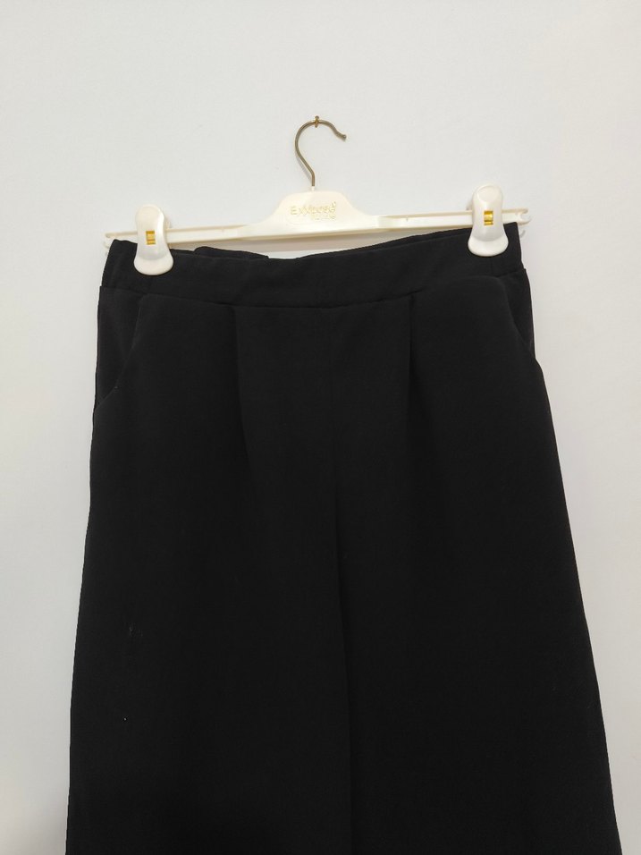 Kadın Siyah  Salaş Uzun Pantolon - Görsel 2