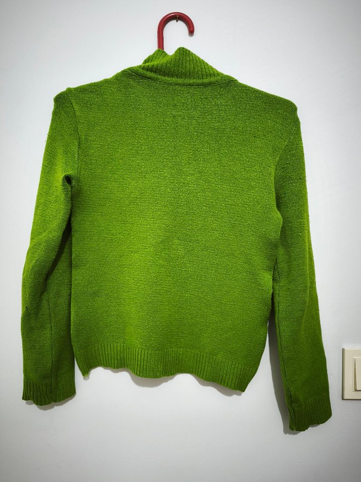 Yeşil Baskılı Kadın Triko Kazak - Görsel 4