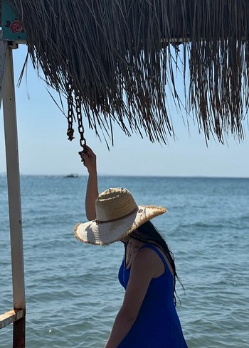 Parlak Mavi Drapeli Kadın Mayo - Görsel 2