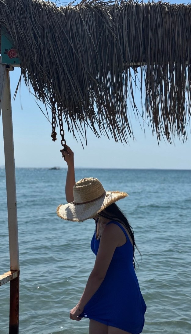 Parlak Mavi Drapeli Kadın Mayo - Görsel 2