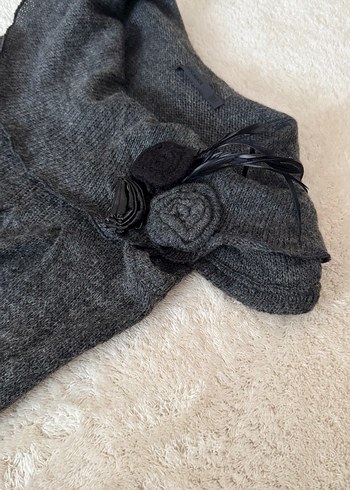 Gri Yün Örme Midi Elbise - Görsel 4