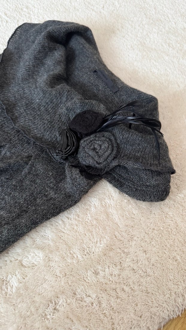 Gri Yün Örme Midi Elbise - Görsel 4