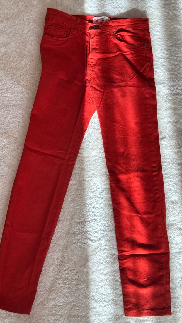 Kadın Parlak turuncu Midi Kumaş Pantolon - Görsel 2