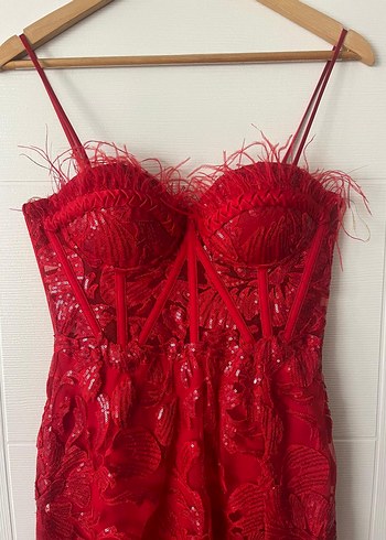 Alfabeta Elbise Oleg Cassini Straplez Elbise - Görsel 5