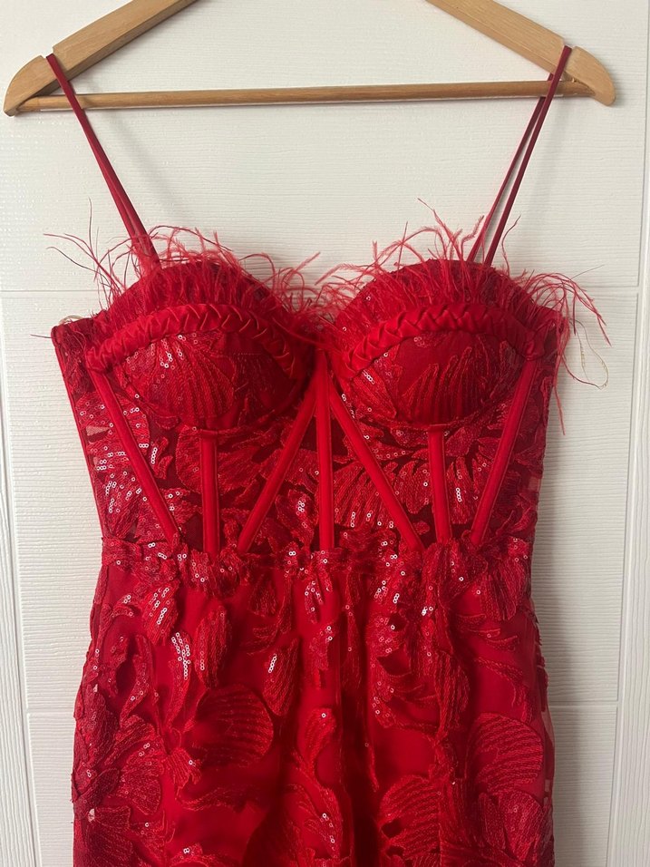 Alfabeta Elbise Oleg Cassini Straplez Elbise - Görsel 5