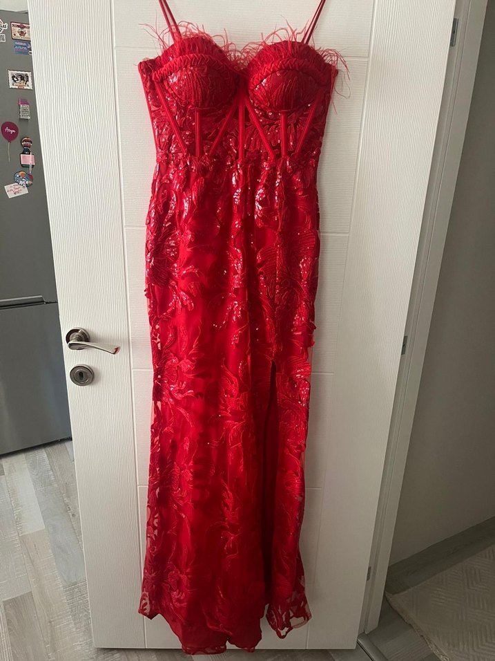 Alfabeta Elbise Oleg Cassini Straplez Elbise - Görsel 4