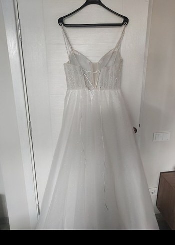 Askılı, Straplez, Beyaz A Kesim Gelinlik - Görsel 6