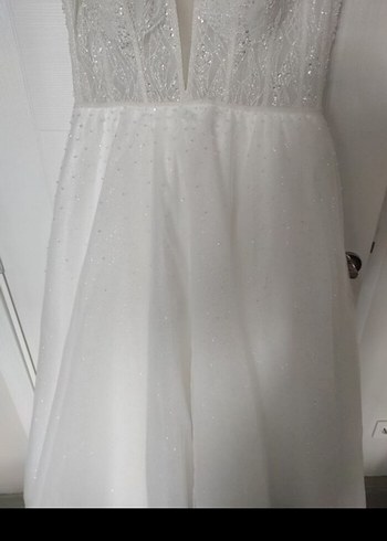 Askılı, Straplez, Beyaz A Kesim Gelinlik - Görsel 7