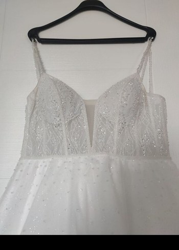 Askılı, Straplez, Beyaz A Kesim Gelinlik - Görsel 5