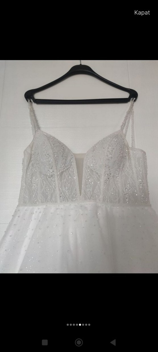 Askılı, Straplez, Beyaz A Kesim Gelinlik - Görsel 5