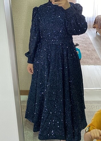 Payetli tesettür elbise - Görsel 3