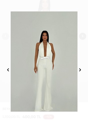 Siyah V Yakalı Uzun Kadın Tulum - Görsel 4