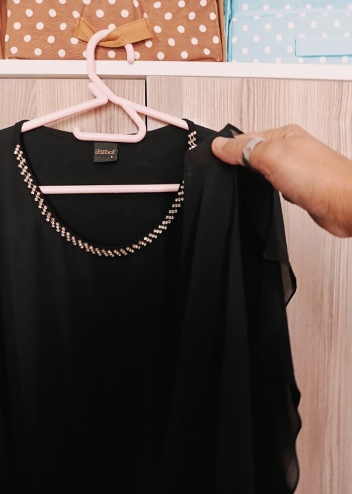 Abiye ,taşlı şifon bluz - Görsel 5