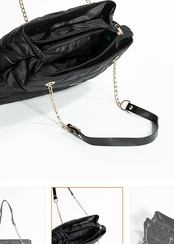 Zincir Detaylı Siyah Modern Kadın Çantası - Görsel 2