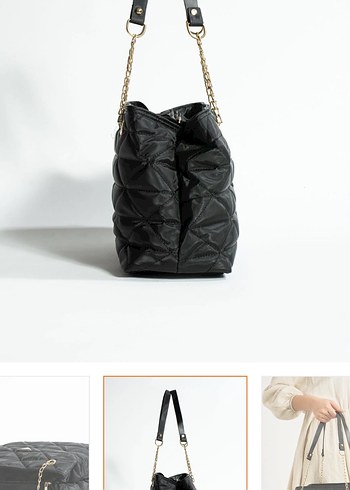 Zincir Detaylı Siyah Modern Kadın Çantası - Görsel 5