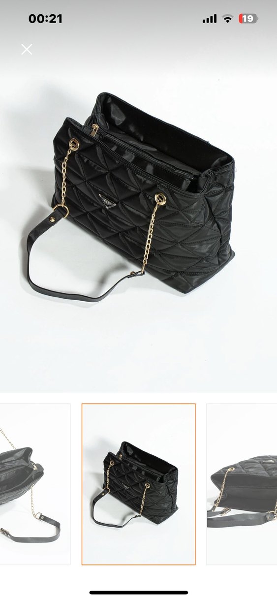 Zincir Detaylı Siyah Modern Kadın Çantası - Görsel 3