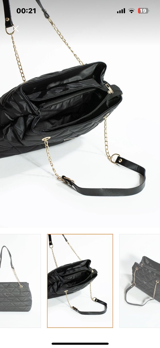 Zincir Detaylı Siyah Modern Kadın Çantası - Görsel 2