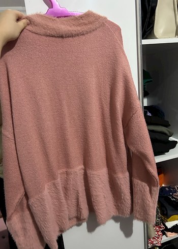 Pembe Triko Kadın Uzun Kollu Kazak - Görsel 2