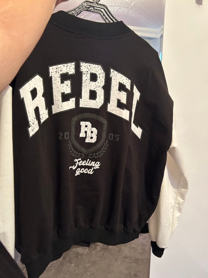 Düğmeli Siyah Kadın Bomber Ceket kolej ceket - Görsel 2