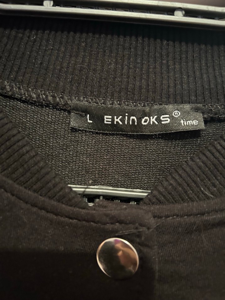 Düğmeli Siyah Kadın Bomber Ceket kolej ceket - Görsel 3