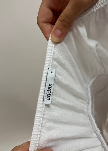 s Beden Beyaz Mini Keten Elbise, Kısa Kollu, Fırfırlı