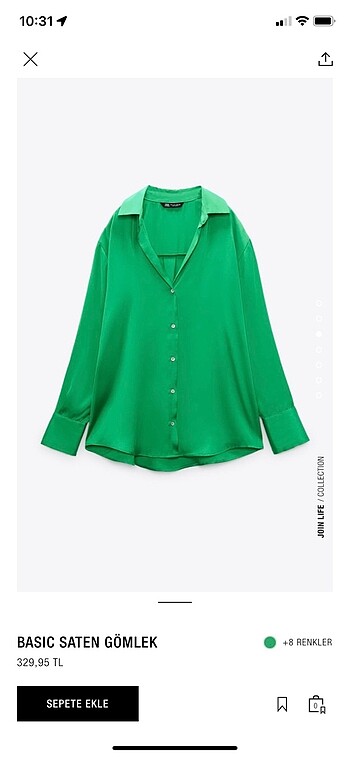 Zara yeşil saten gömlek