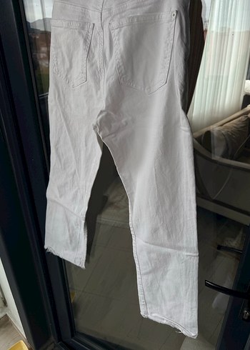 Beyaz Düğmeli Rahat Kesim Kadın Jean mavi Barcelona Model - Görsel 7