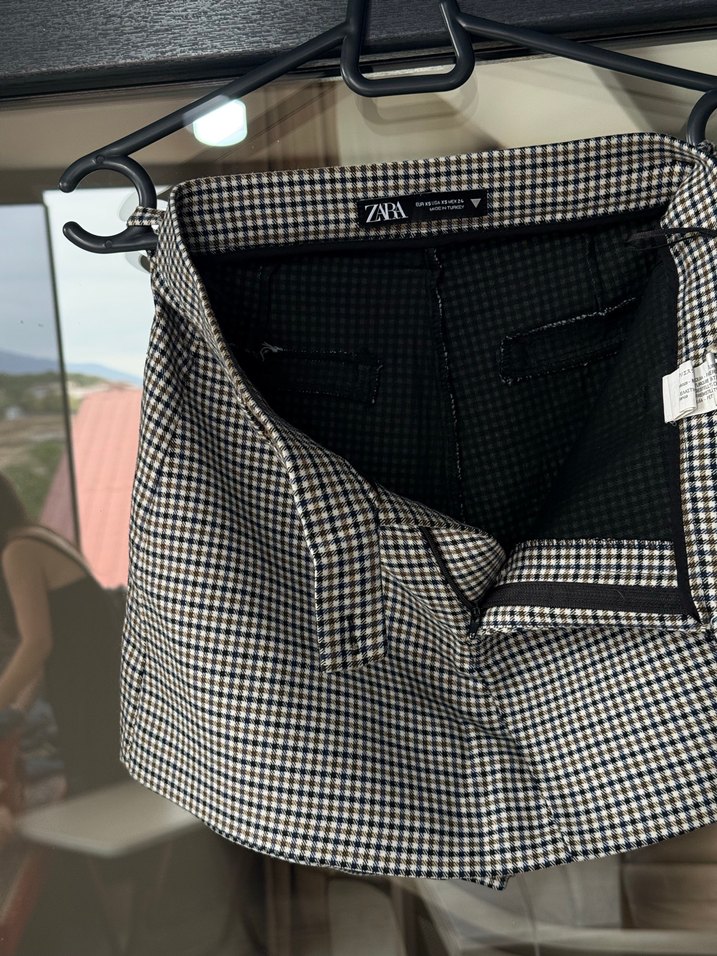 Kareli Mini Şort Etek - Görsel 3