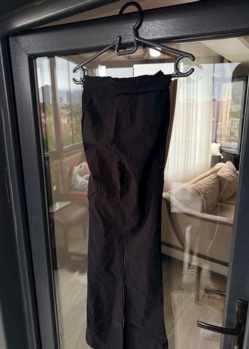 Kadın Siyah esnek Kumaş Kemerli Pantolon - Görsel 5