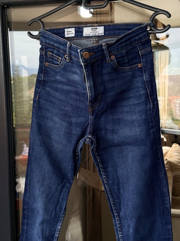 Kadın Lacivert Dar Kesim Kot Pantolon - Görsel 2