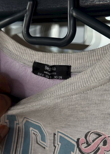 Bershka Gri ve Mor Baskılı Kadın Sweatshirt - Görsel 3
