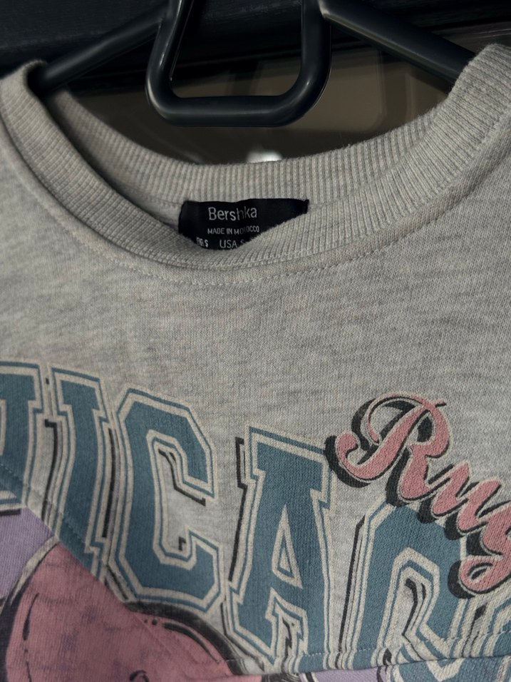 Bershka Gri ve Mor Baskılı Kadın Sweatshirt - Görsel 4