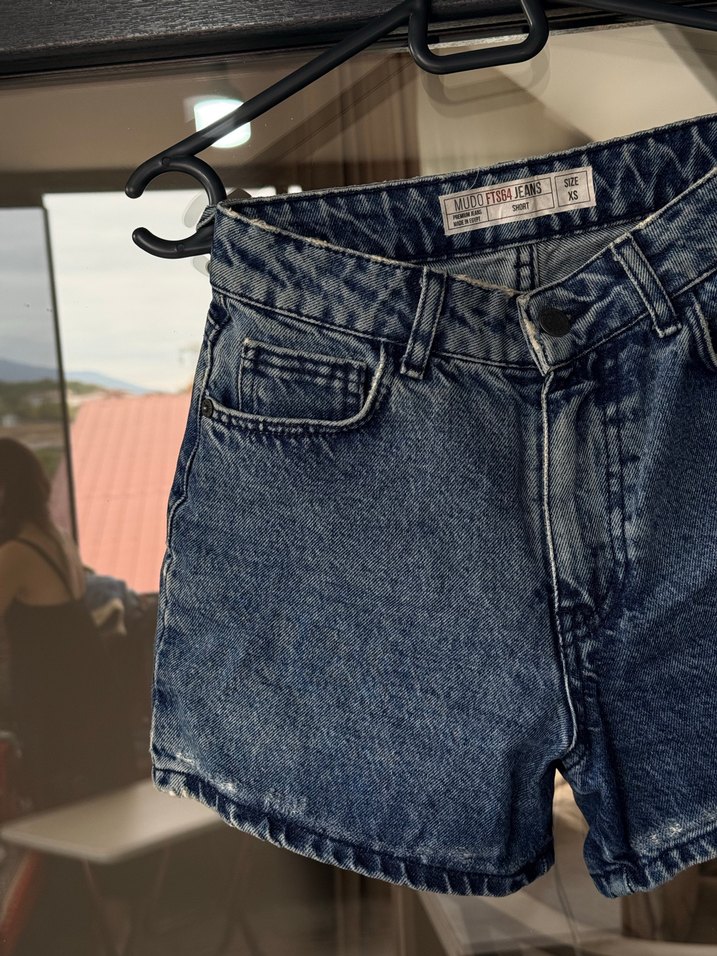 Mini Mavi Kot Şort vintage - Görsel 4