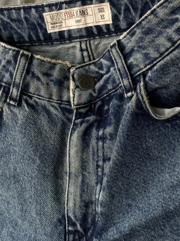 Mini Mavi Kot Şort vintage - Görsel 2