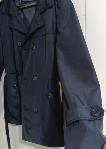 Erkek Siyah Midi Boy Düğmeli Klasik Trençkot - Görsel 2