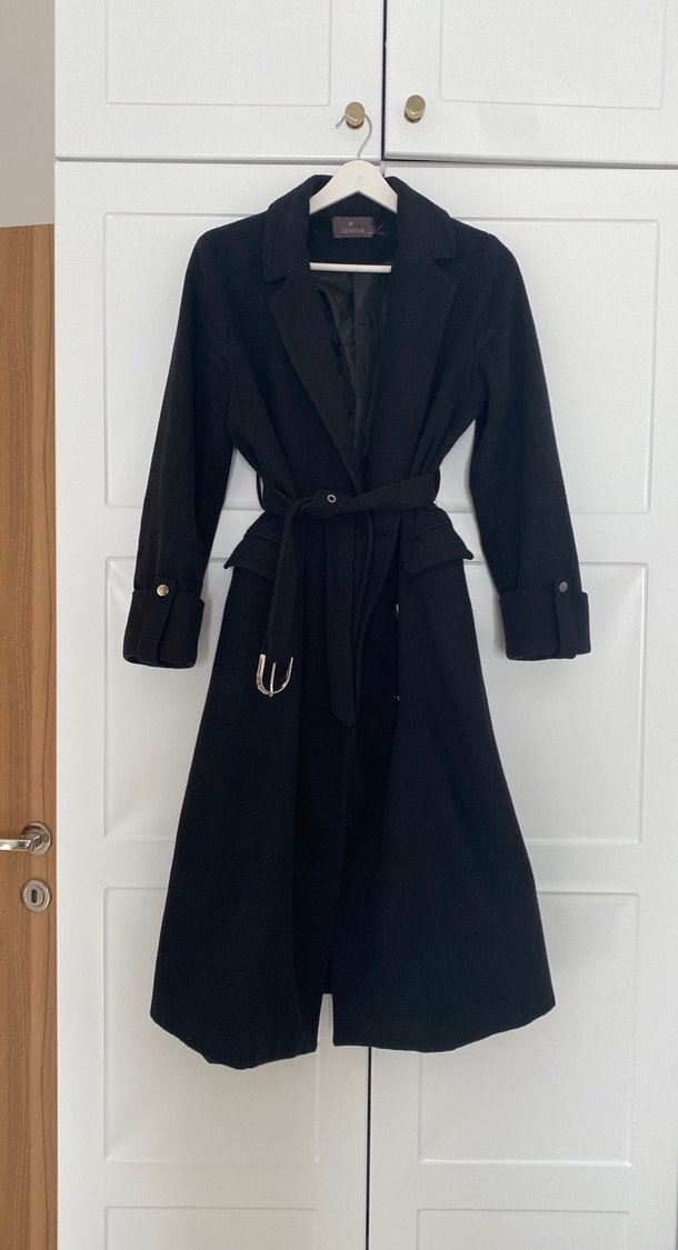 Kemerli Siyah Uzun Kaban - Görsel 3