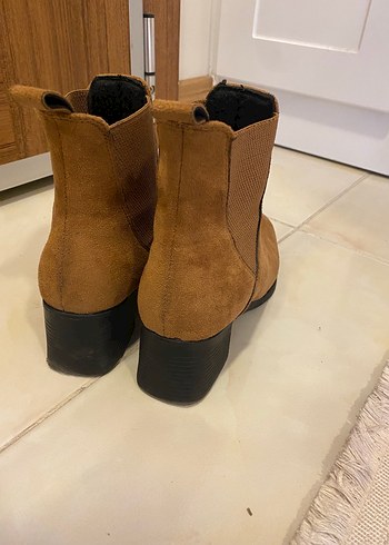 Kahverengi Süet Kadın Botu Blok Topuklu - Görsel 5