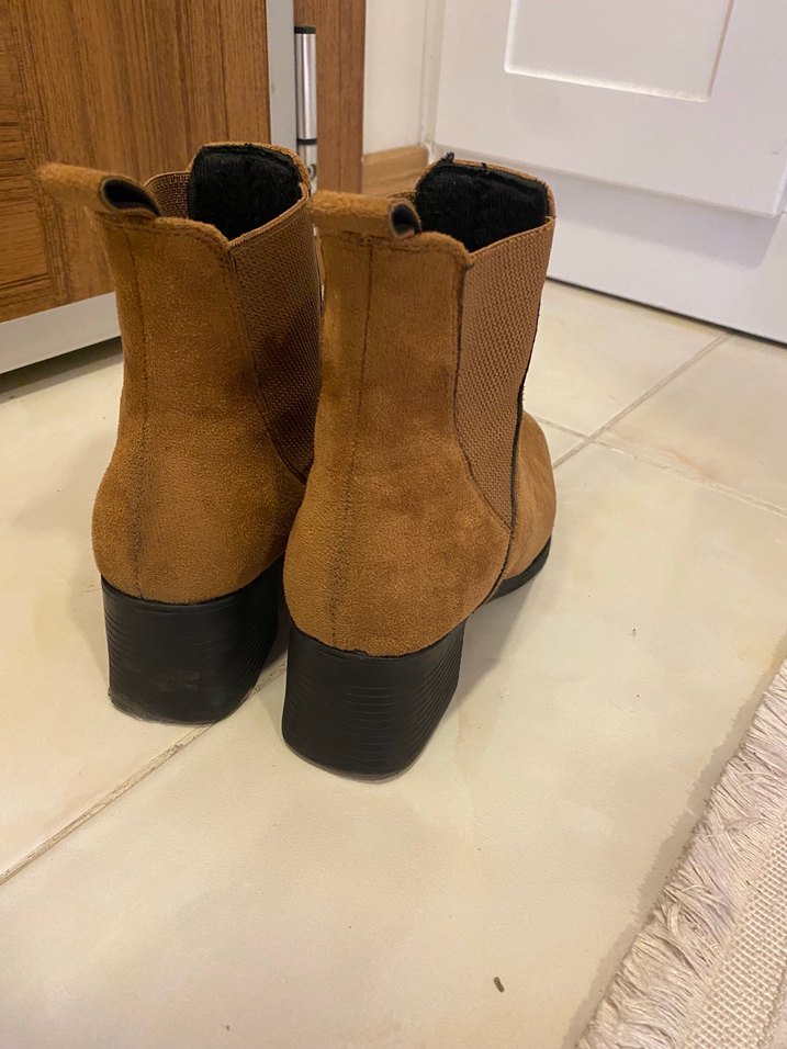 Kahverengi Süet Kadın Botu Blok Topuklu - Görsel 5