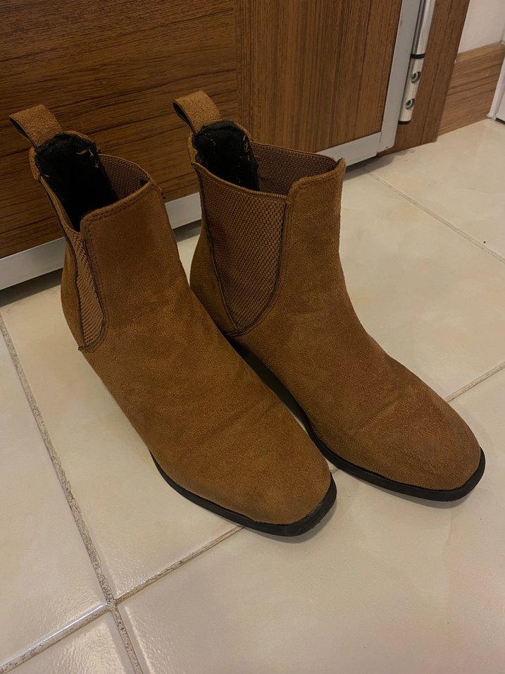 Kahverengi Süet Kadın Botu Blok Topuklu - Görsel 2
