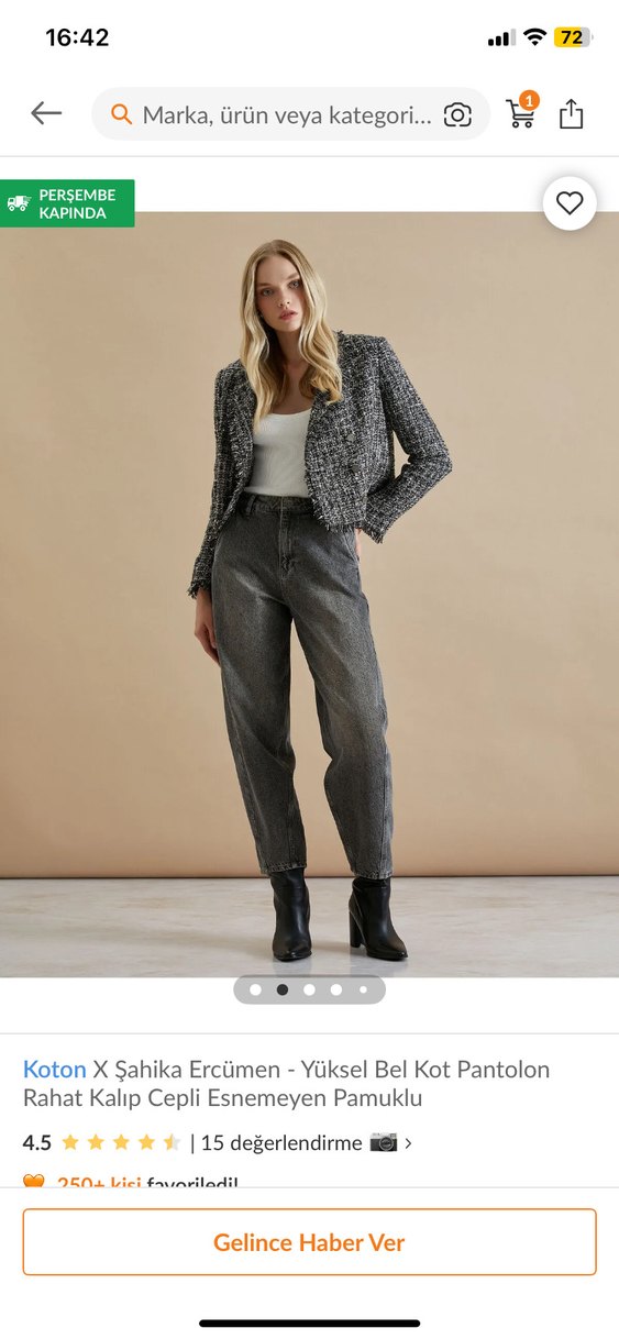 Gri Kadın Denim pantolon - Görsel 2