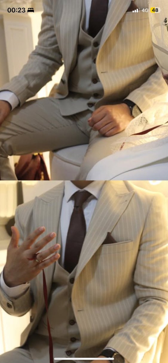 Camel Renkli Kemerli Erkek Takım Elbise - Görsel 2