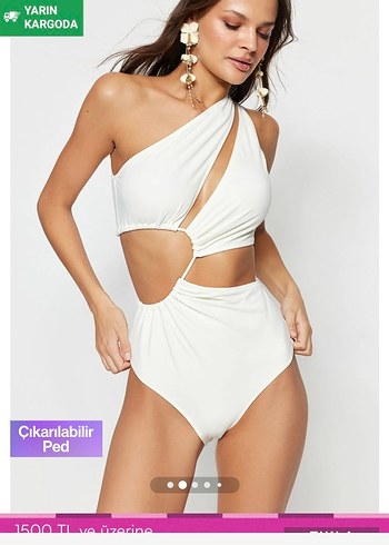 Tek Omuzlu Siyah ve beyaz Mini Mayo - Görsel 2