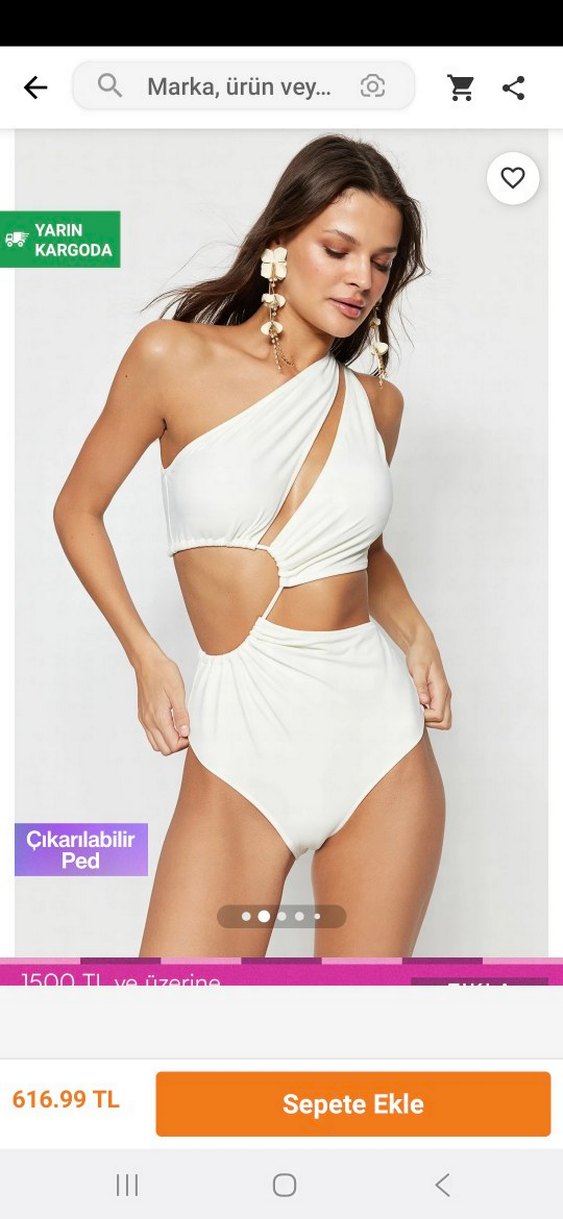 Tek Omuzlu Siyah ve beyaz Mini Mayo - Görsel 2