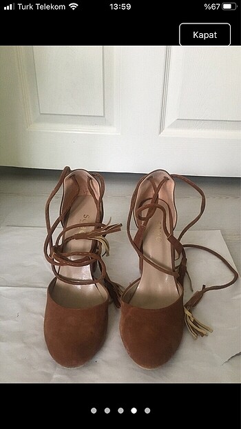 39 Beden kahverengi Renk Topuklu bağlama detaylı ayakkabı
