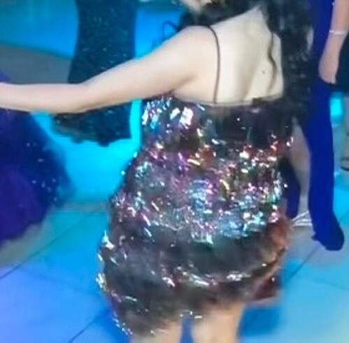 m Beden çeşitli Renk Saçaklı after gece elbisesi