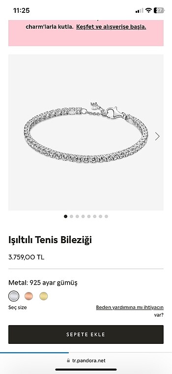 Pandora Işıltılı Tenis Bileklik