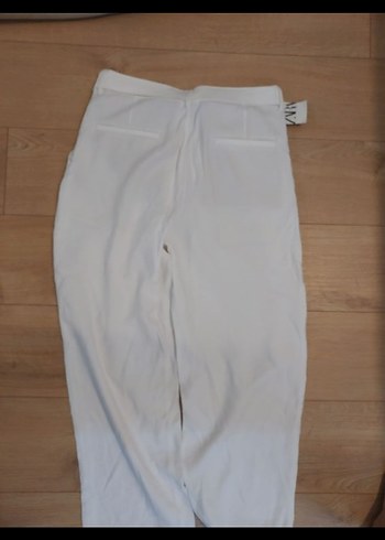 Zara #zara Beyaz Kemerli Keten Kadın Pantolon