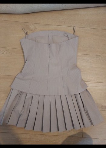 Zara Bej Pilili Midi Kadın Etek #zara